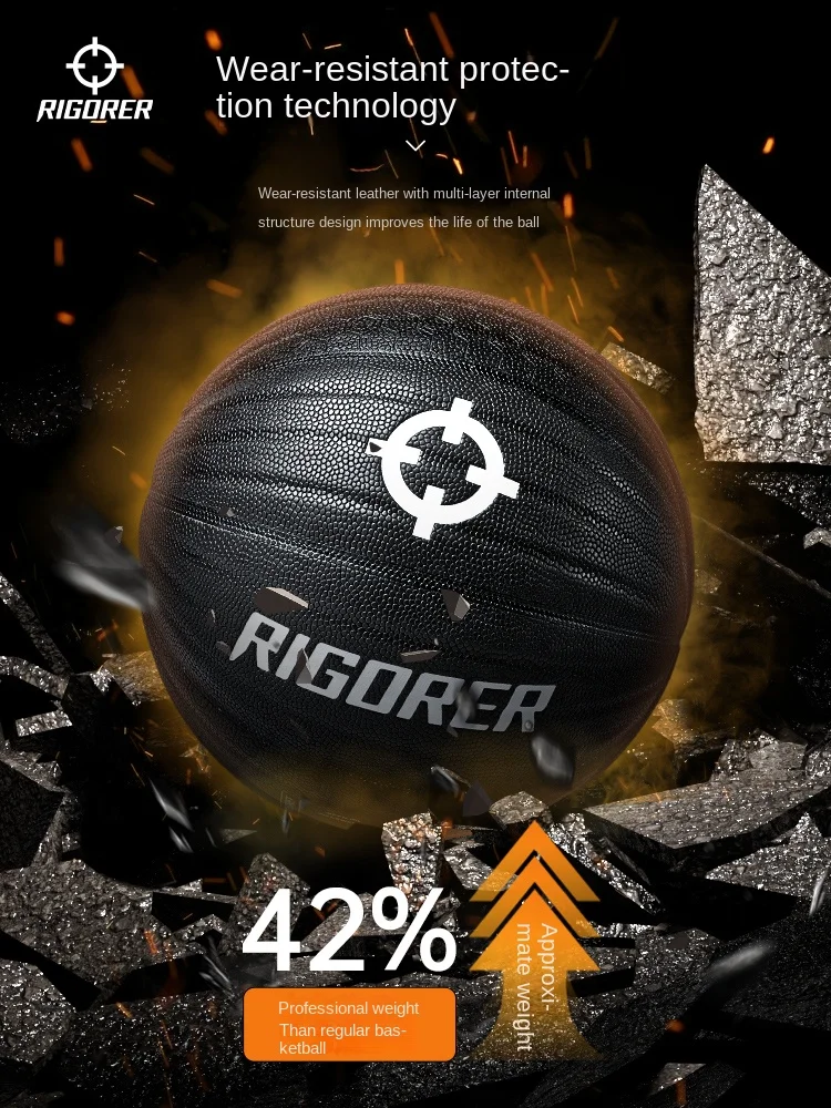 RIGORER  Aggravated Basketball Size 7 Game Special Training Heavy Ball Children Students Teenagers Indoor And Outdoor Genuine