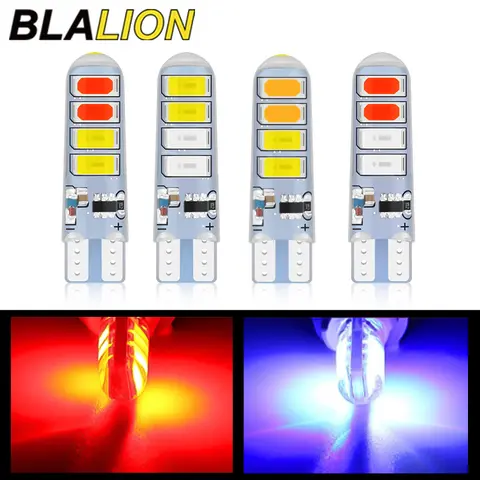 BLALION 2 uds T10 luz estroboscópica dos colores lámpara de Flash de coche 12V luz intermitente LED de silicona bombilla de luz de señal de giro de freno trasero de coche