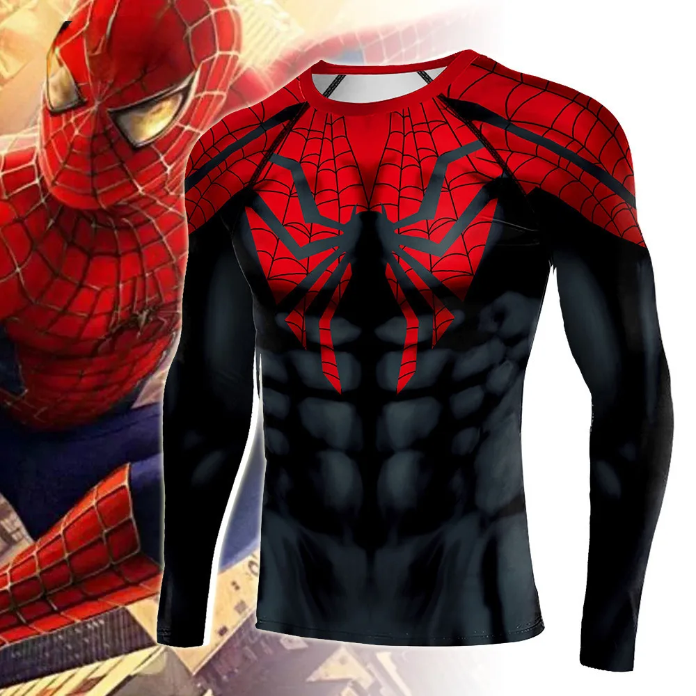 Marvel Spider Man Mannen Strakke Lange Mouwen Sport T-Shirt Halloween Cosplay Kostuum