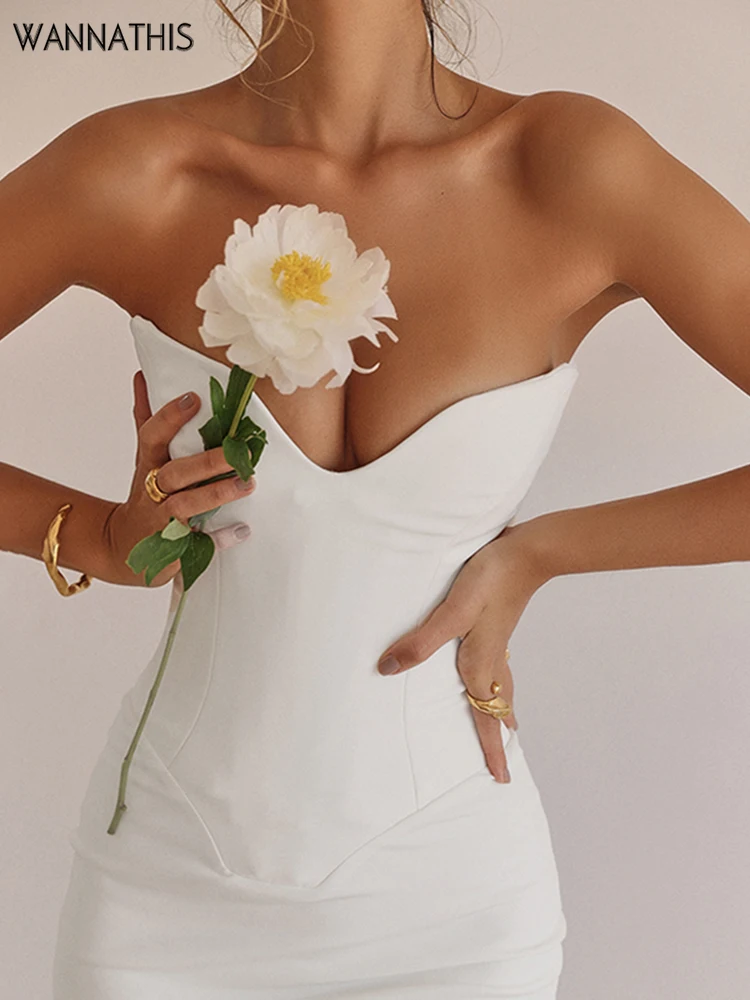 

WannaThis Corsets Tube Sleeveless Midi Dress Prom New In Backless Bodycon Sexy Elegant Cheap Street Evening Formal Dresses 2023