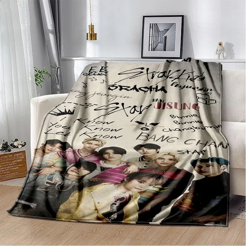 SKZ Kpop Stray Kids Star Cartoon 3D Blanket,Soft Throw Blanket for Home Bedroom Bed Sofa Picnic Travel Cover Blanket Kids Gift
