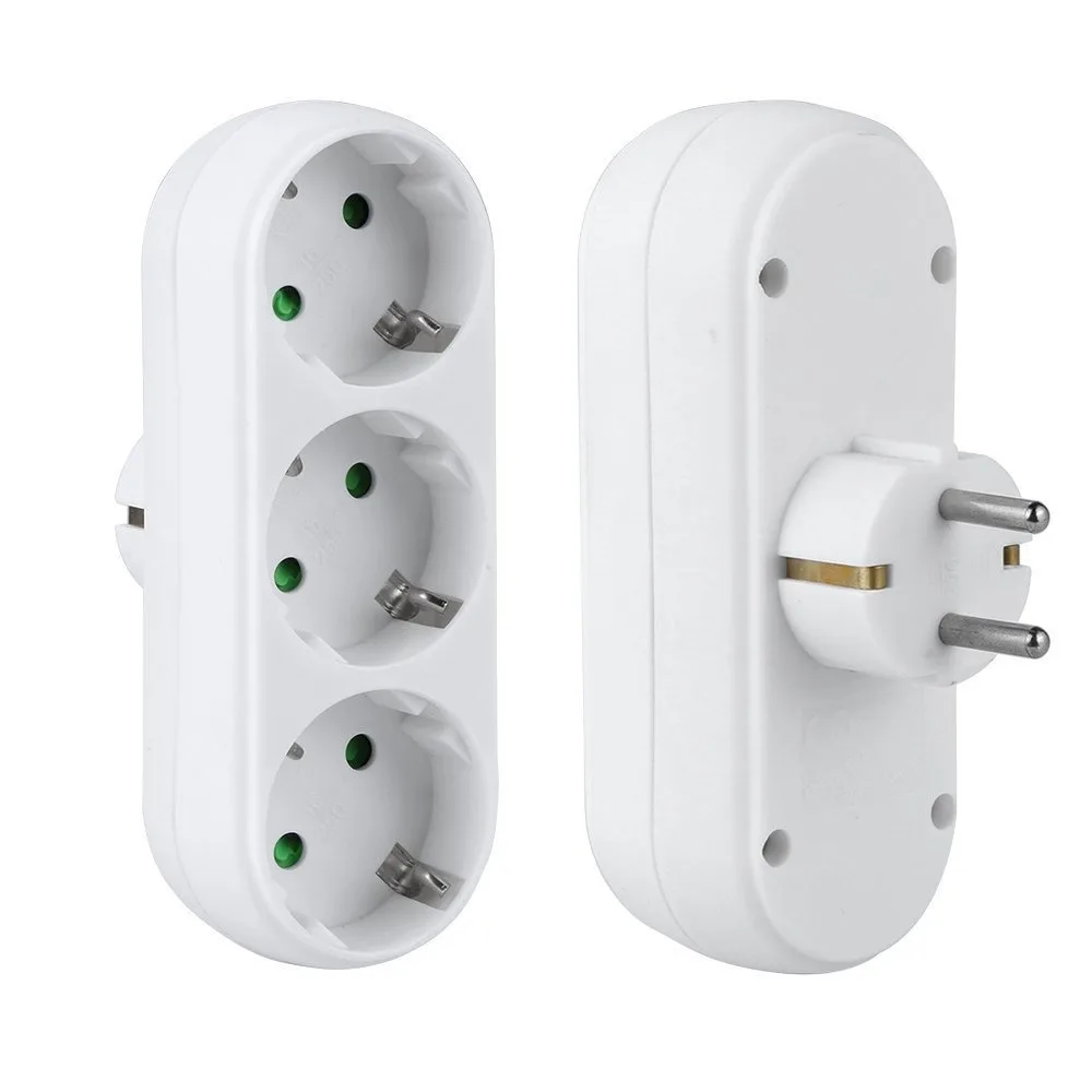 EU Plug Electrical Socket Extender 1 To 3 Way European Conversion Plug Germany Standard Multiple Plugs Socket Adapter For Home