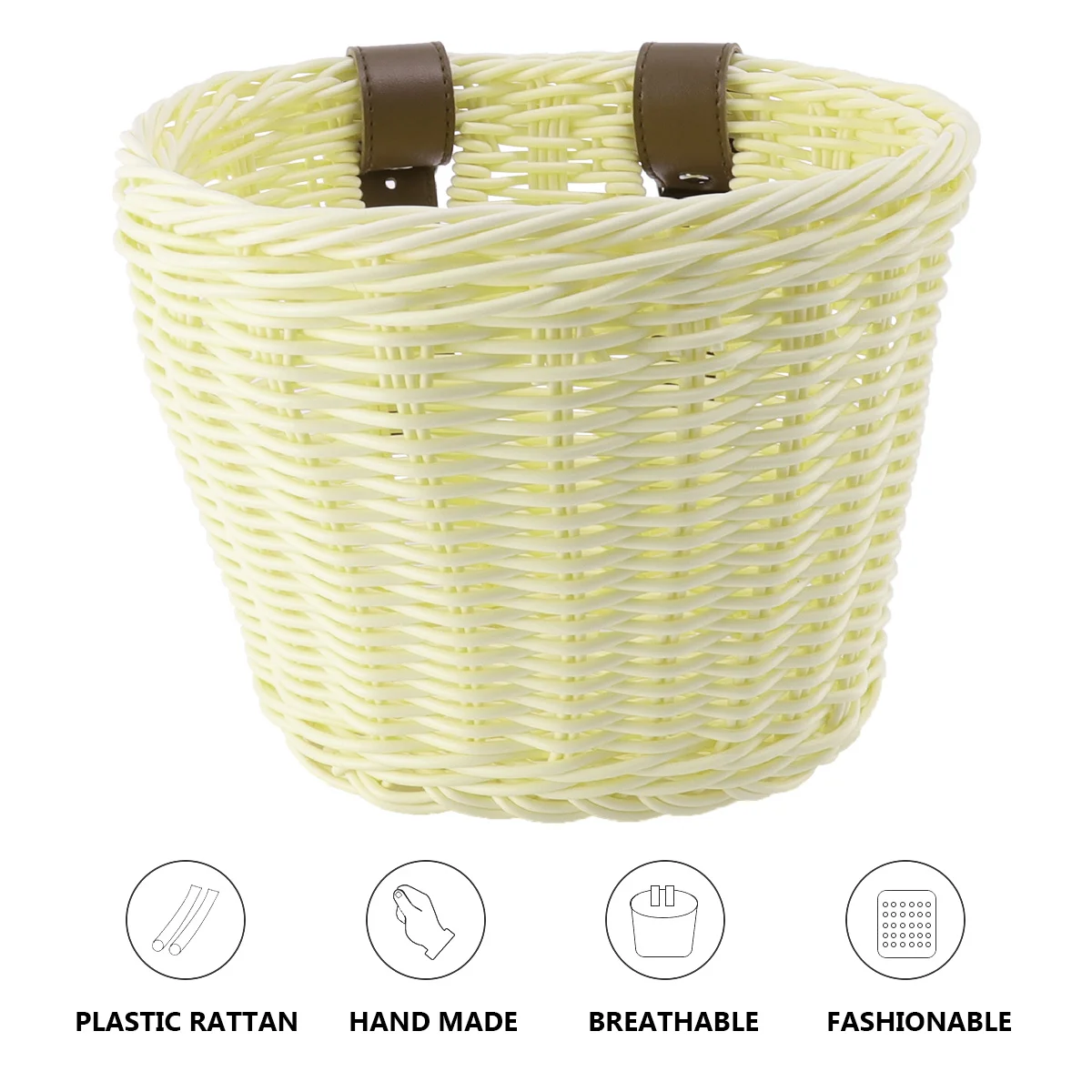 Children's Bicycle Basket Retro Bike Plastic Kids Front Detachable PE Imitation Rattan Material