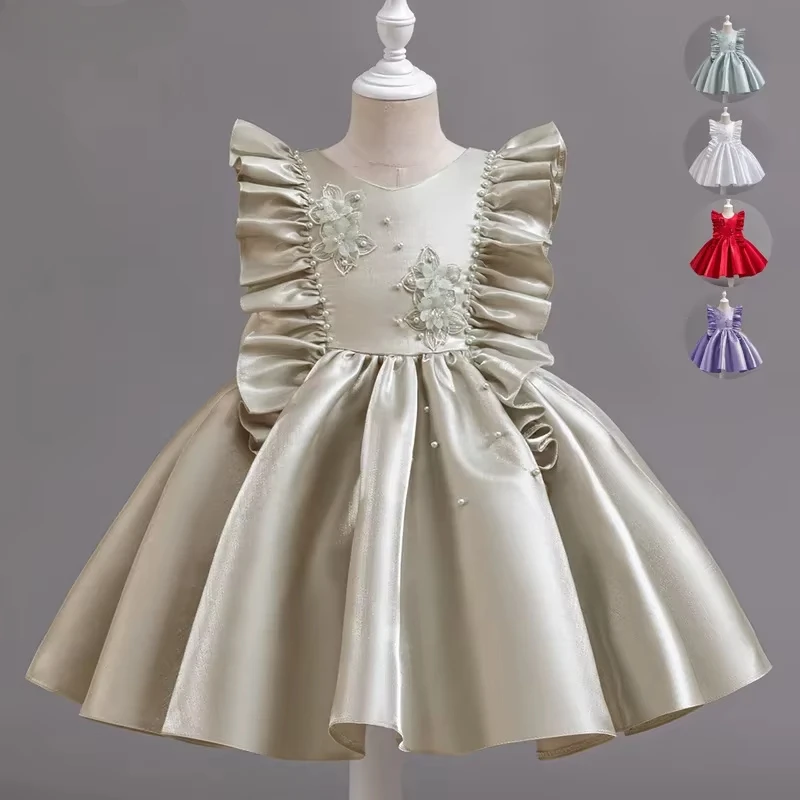 2025 Princess Girls Communion Birthday Party Dance Performance Sequin Bridesmaid Party Dress Eid Dresses Girls Wedding