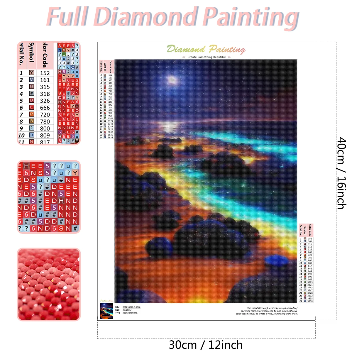 RUOPOTY 5D DIY Diamond Painting Sandy Beach Landscape Modern Street Full Square Diamond Handmade Gifts Home Decor