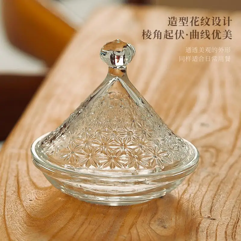 Wave Texture Glass Candy Jar Shaped Glass Storage Jar with Lid  Decorative Snack Nut Container Jewelry Trinket Box Table Decor