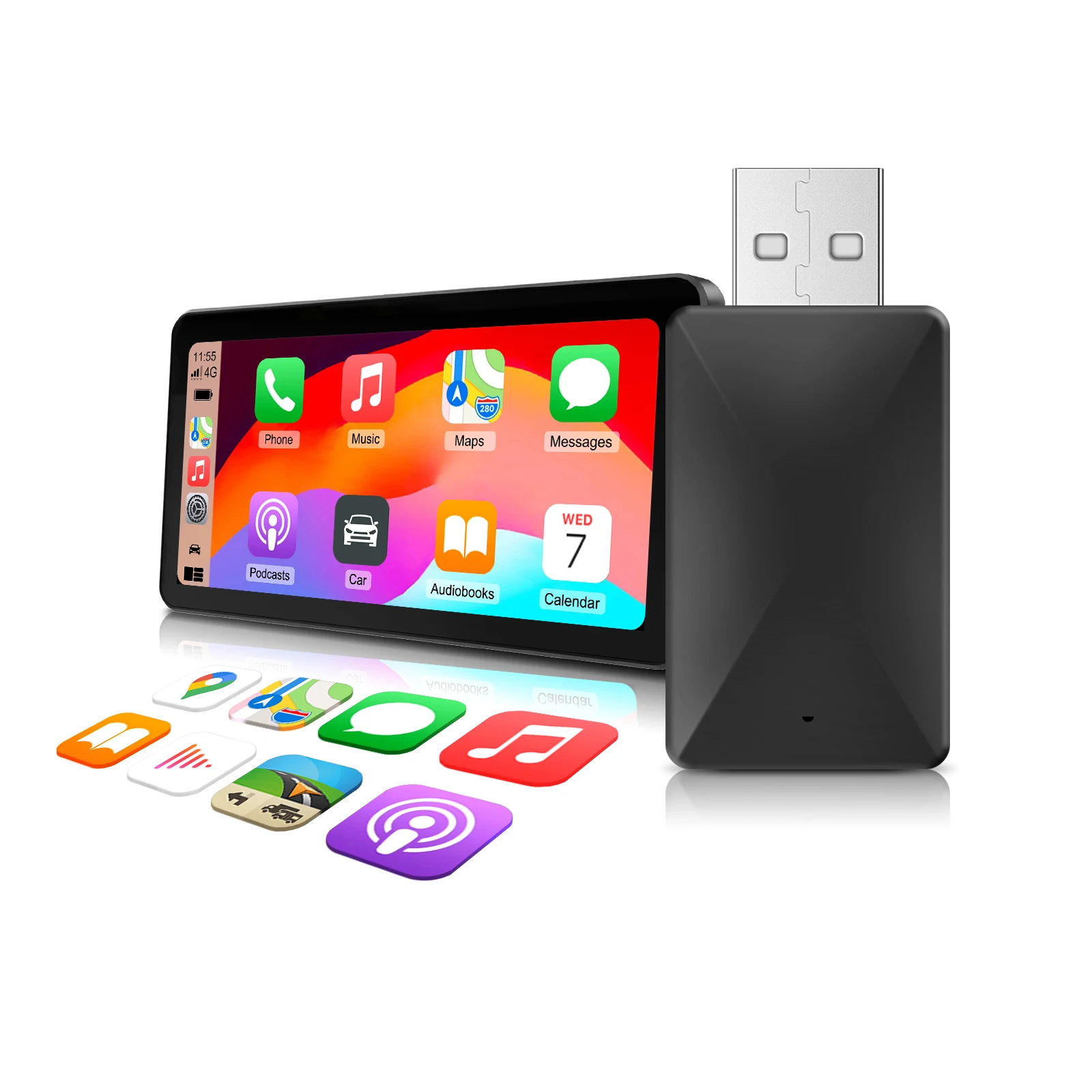 Ezonetronics Wireless Mini Box 2in1 CarPlay Android Auto Mini Box Adapter Smart Plug And Play Dongle Bluetooth WiFi Fast Connect