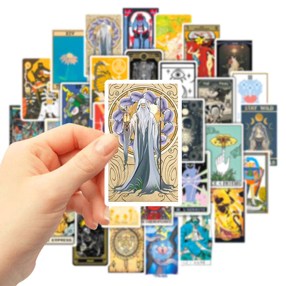 Pegatinas de tarjetas de Tarot estéticas de adivinación, calcomanías de grafiti para teléfono, portátil, equipaje, monopatín, juguetes divertidos