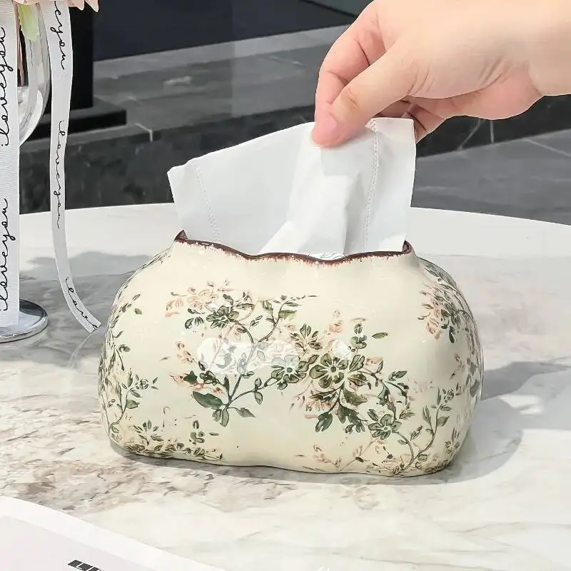 

Fresh And Colorful Ceramic Paper Tissue Box Decoration, Home Living Room Napkin Box, Creative Decoration