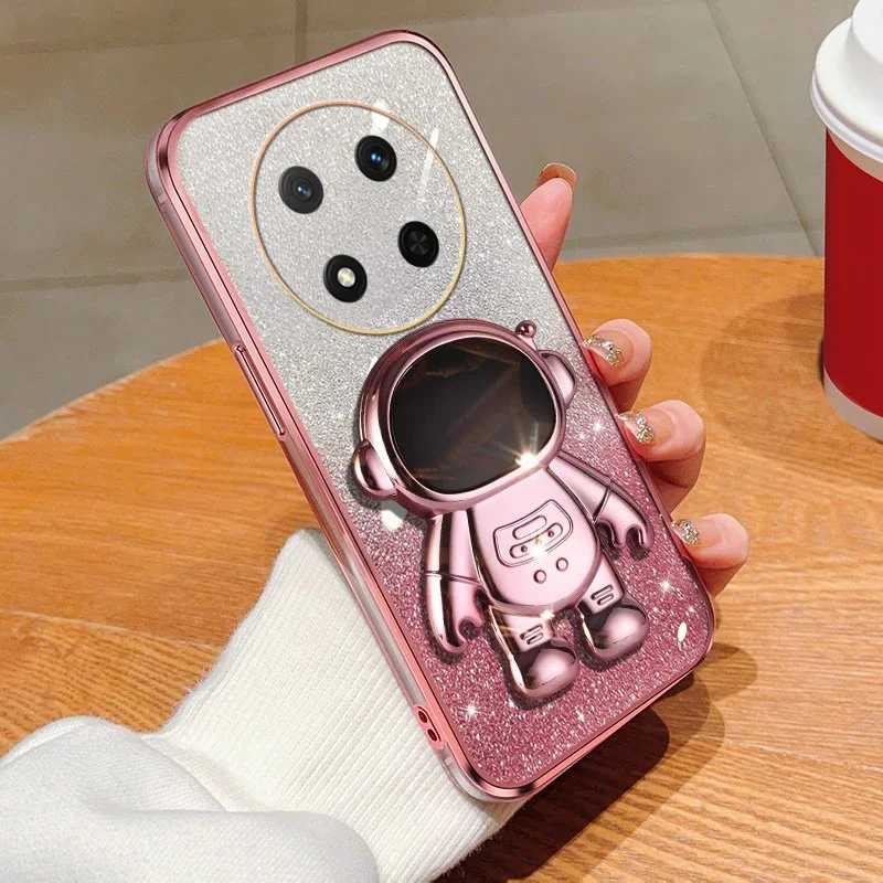 

Glitter Plating Mirror With Holder Case For Honor Magic 7 Lite Pro 5G X9C Protection TPU Cover For Honor X9C Magic Pro Lite 7 5g