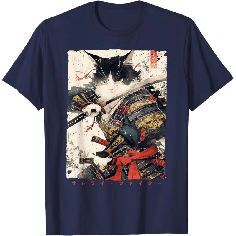 Samurai Cat Warrior Ukiyo Ink Artwork funny T-Shirt