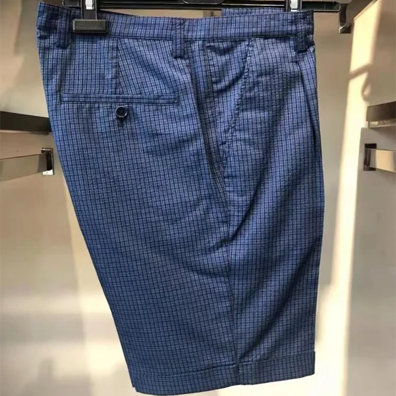 

Мужские деловые шорты TRANDS из 100% шелковой ткани Bubble Cloth, синие, универсальные, для делового повседневного стиля, летняя одежда