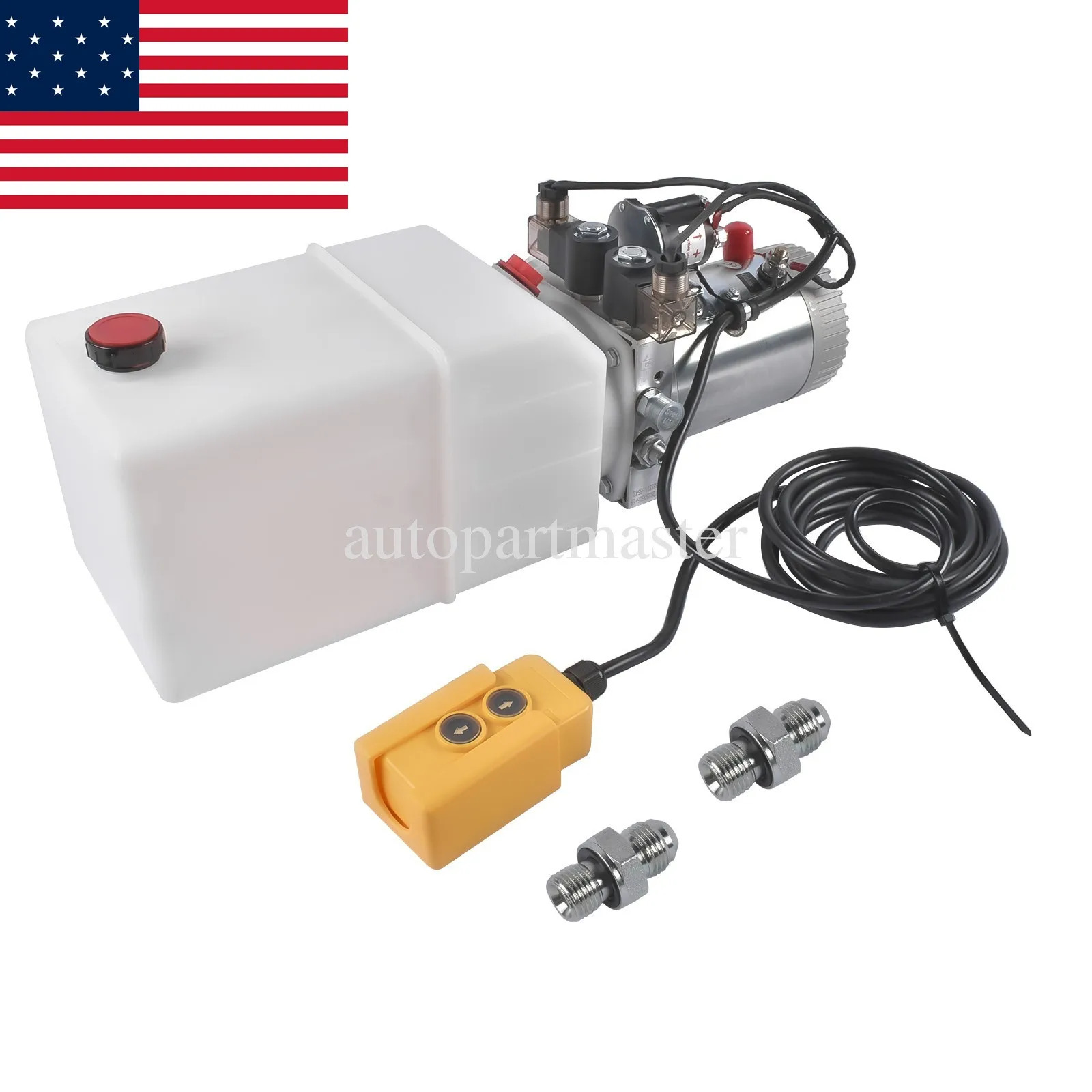 AP03 6 Quart Double Acting Hydraulic Pump 12V Replacement for Dump Trailers SAE#6