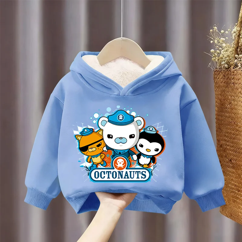 Octonauts هوديي ملابس الأطفال الكرتون سميكة الدافئة قمم صبي فتاة معطف الاطفال الشتاء عارضة قمصان سويت شيرت بقلنسوة هدية عيد الميلاد #2