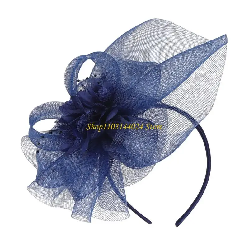 

N5KE Elegant Fascinator Headpiece Mesh Flower Hairband For Weddings Parties Cocktails Event 20s Flapper Costume Props