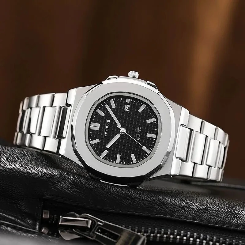 Luxe Horloge Business 30M Waterdichte Mannelijke Klok Lichtge 소 Datum Roestvrij Stalen Vierkante Quartz Mannen Horloge Reloj