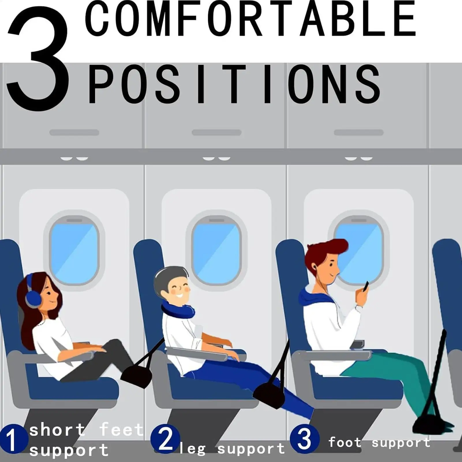 Leg Hammock For Airplane Travel Portable Comfort Rest Sling With Extended Adjustable Strap Airplane Footrest For Relax Your Feet