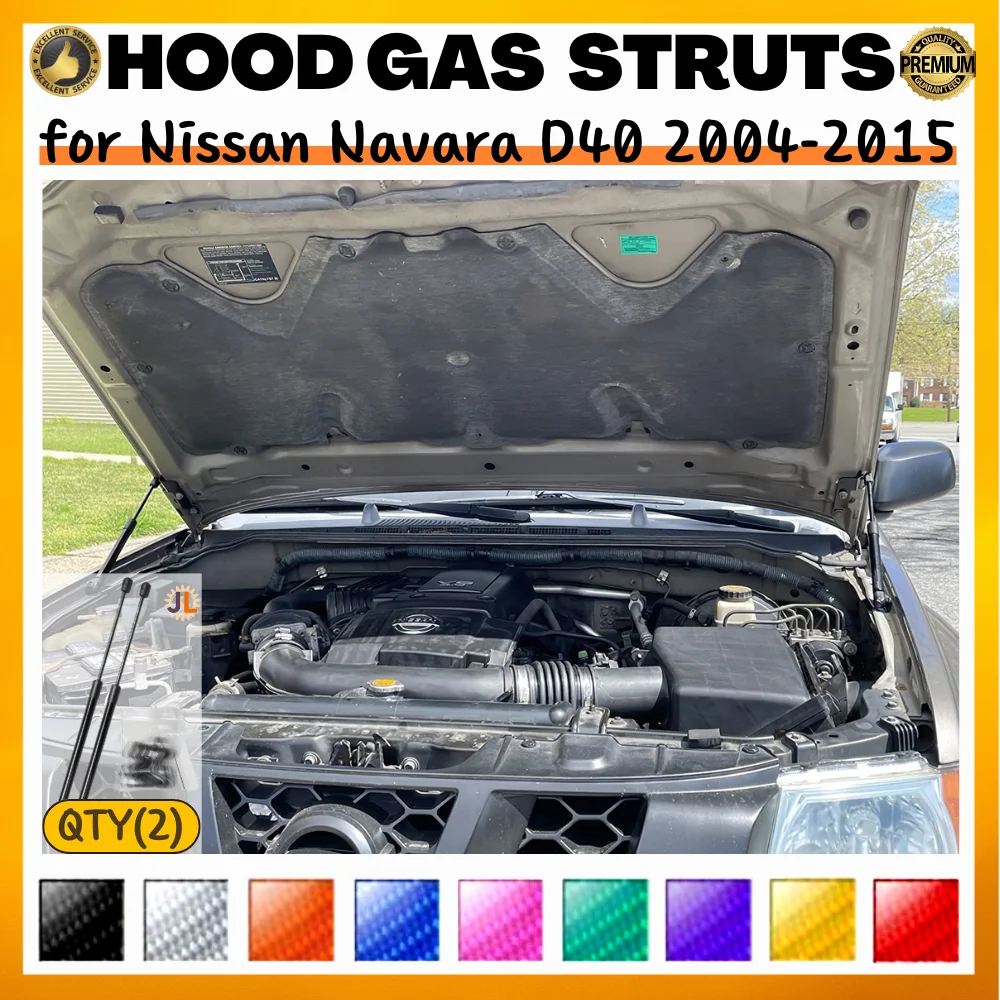 Qty(2) Hood Struts for Nissan Navara D40 2004-2015 Front Bonnet Modify Gas Springs Shock Absorber Lift Supports Dampers