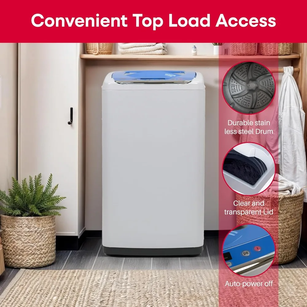 RPW091 0.9 Cu Ft Top Load Portable Washing Machine Washer on Wheels, White