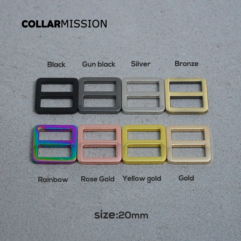 1PC Tri-Glide DIY Accessory High-Quality Plated Metal Buckle for 20mm Sewing Bag Belt Dog Cat Collar - 8 Color Options