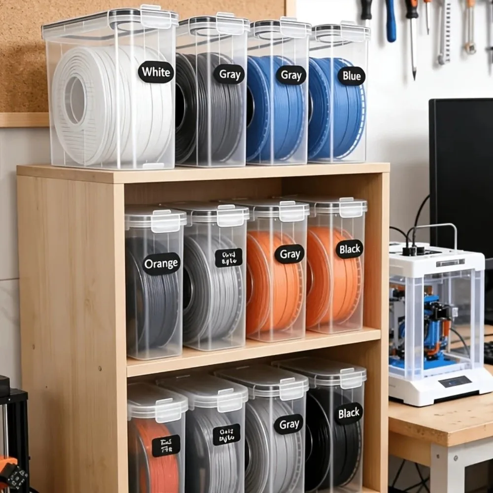 4Pcs Airtight 3D Printing Filament Container Dustproof Transparent Filament Storage Organizer Waterproof Moisture Proof