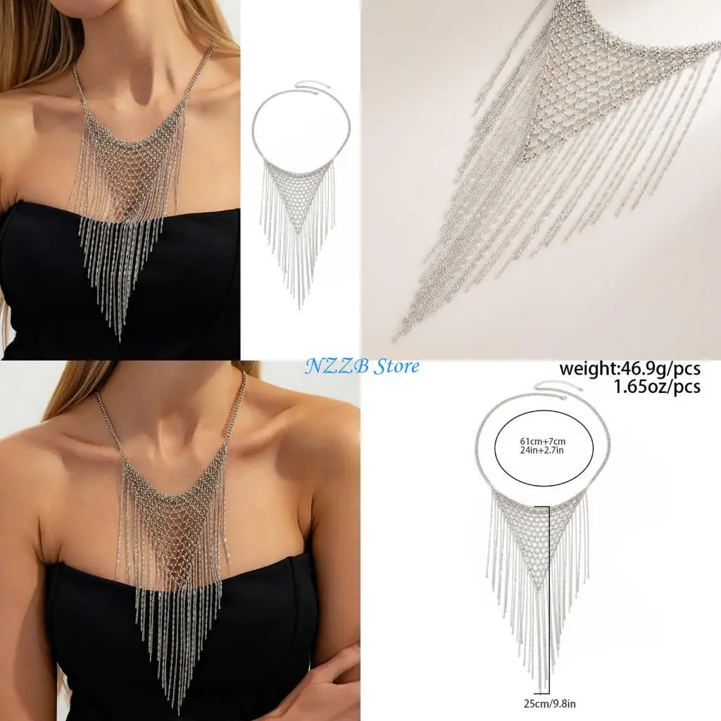 

T21F Ретро многослойное ожерелье с кисточками, железная цепочка, галстук для комфортной носки, дизайн ручной работы, идеально