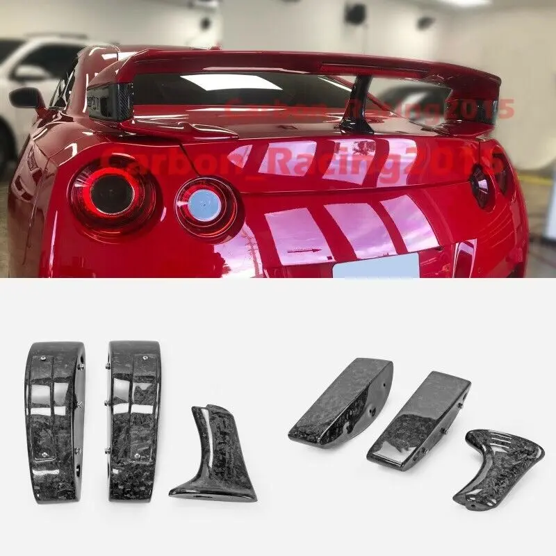 For Nissan GTR R35 Rear Spoiler Raise Lifter Block Stents Forged Carbon Look bodykits