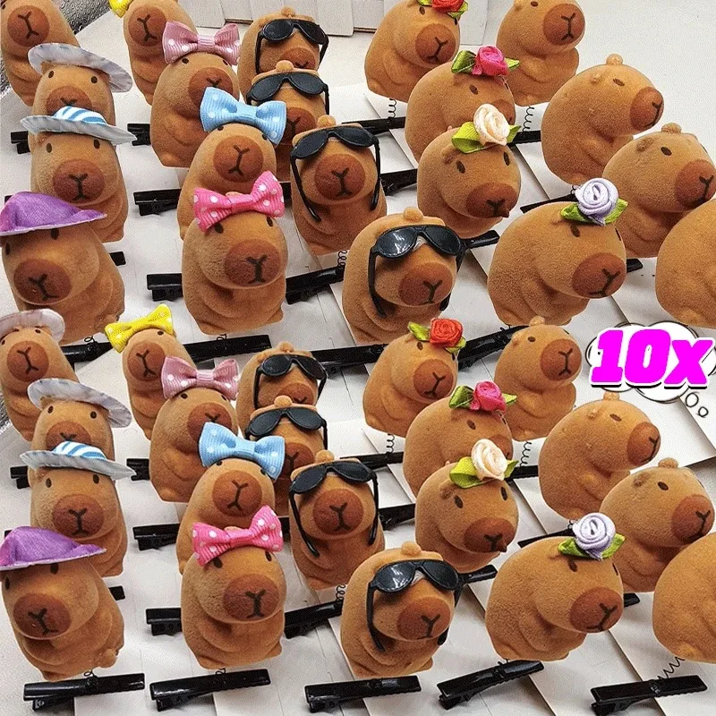 10pcs Cute Capybara Cartoon Hair Clips Set Elegant  Adorable PVC Spring Barrettes for Women and Girls Perfect for Casual Attire