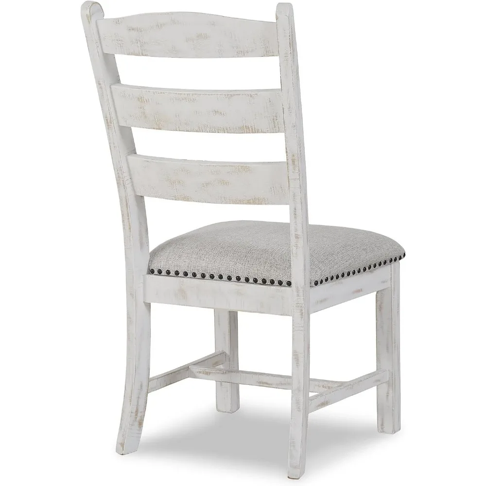 تصميم مميز من Ashley Valebeck Vintage Farmhouse كرسي طعام مبطن، عدد 2، Whitewash