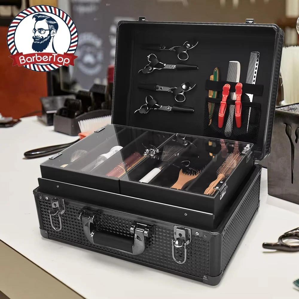 

Barber Hairdressing Tool Case Hair Stylist Clipper Scissors Comb Carrying Barbershop Storage BoxSuitcase