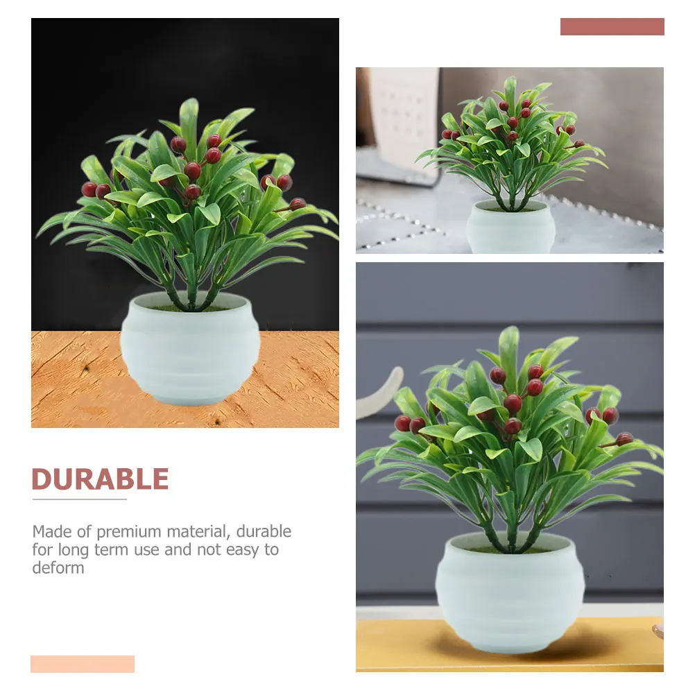 

3pcs Artificial Potted Plants Green Fake Bonsai Indoor Decor Foam Simulation Flower Home Office Plant Adornments Plastic