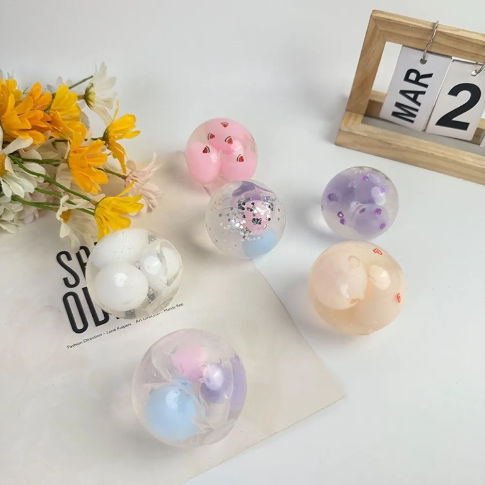 Funny Soft Rubber Stress Relief Hand Ball Clear Three Times Crush Small Ball Fidget Non-Burst Decompression Squeeze for Adults