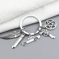 Supernatural Keychain Dean Sun Pendant Key Ring Metal Pentagram Key Holder for Unisex Movie Jewelry Gifts