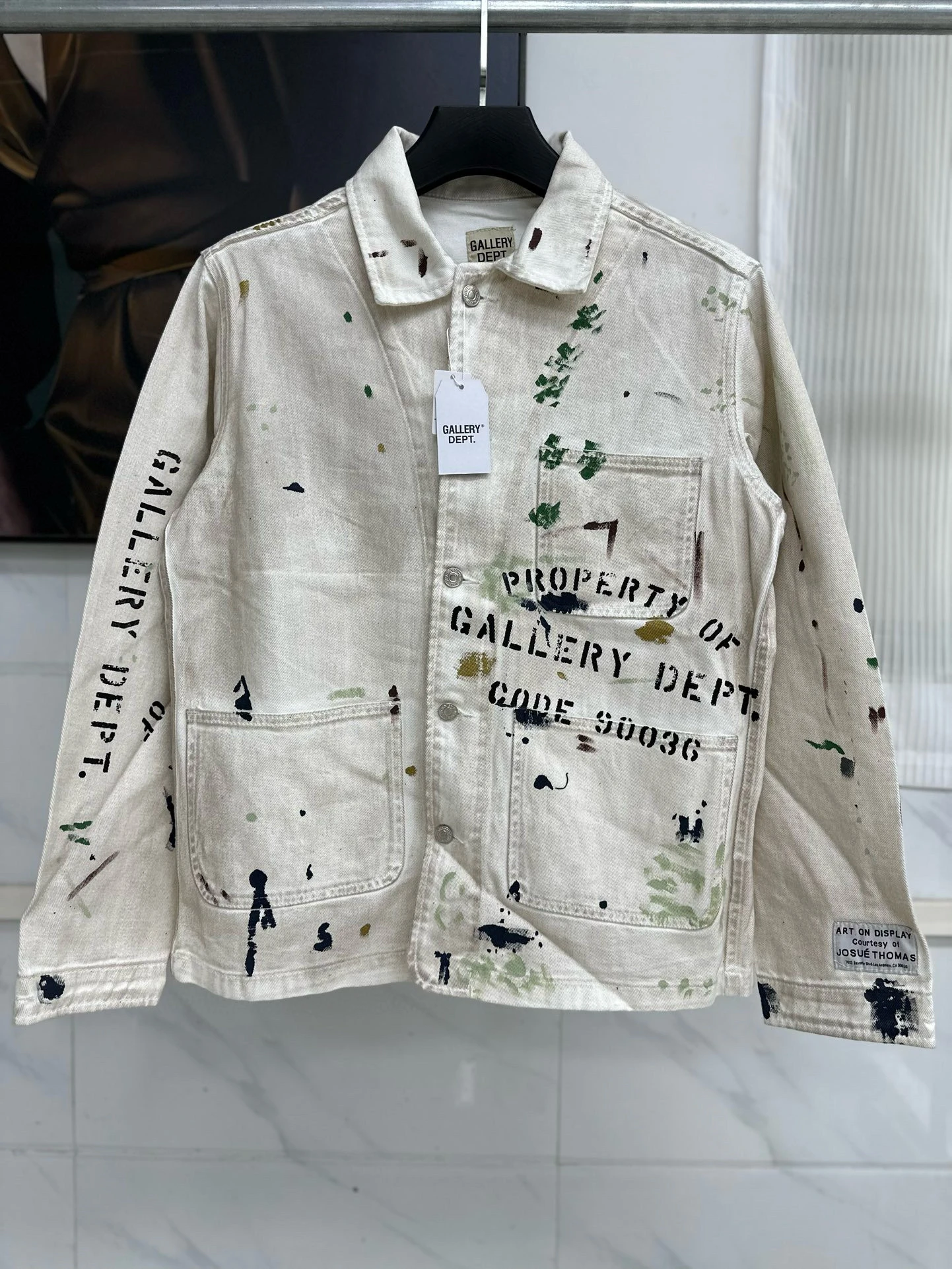 

Street Sle High-Wa Distred Ink Splatter American Jaet Верхняя одежда Youth Faion Long Sve Пальто на пуговицах с откидным воротником