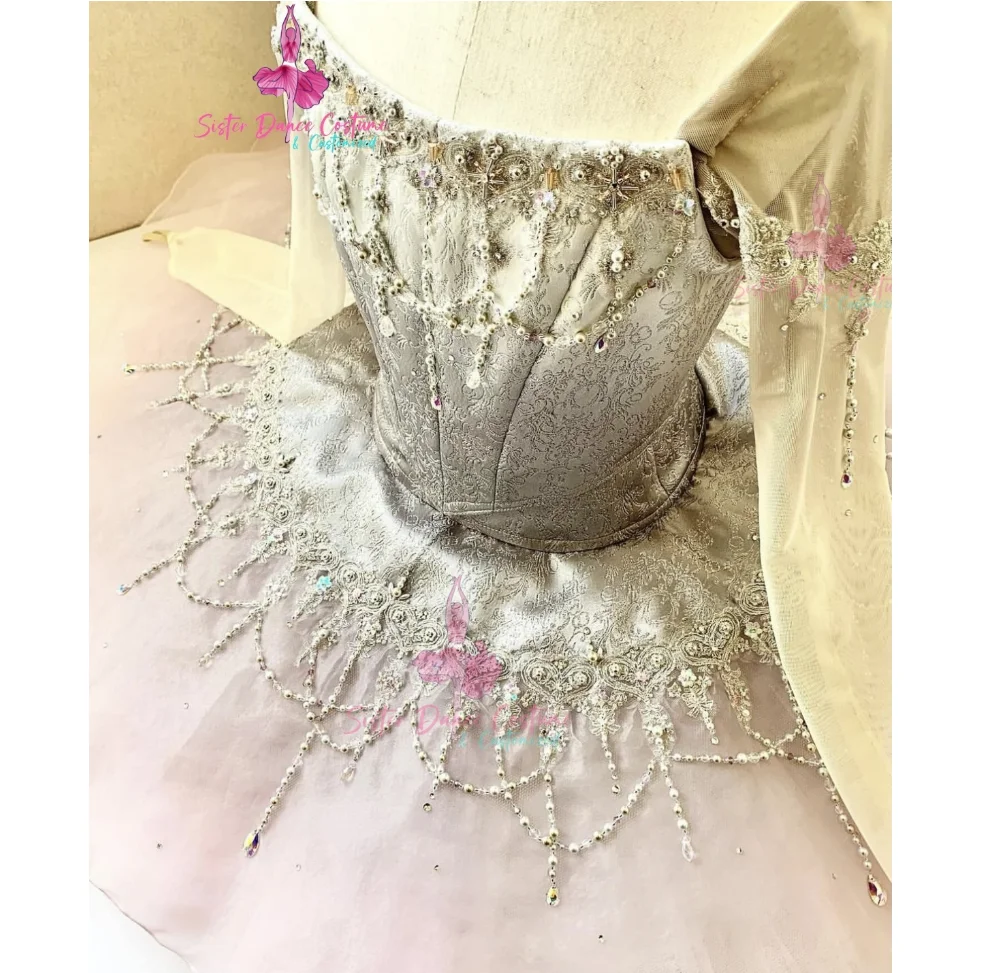 

2024 new New color Raymonda Variations Ballet tutu Children adult Silver private custom competition Pompadour dress