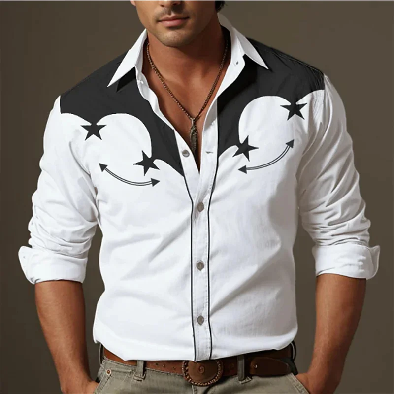 New Style Mens Shirt Long Sleeve 3D Printed Lapel Button Three-dimensional clipping Summer Men\'s Fashion Top Shirt High Quality