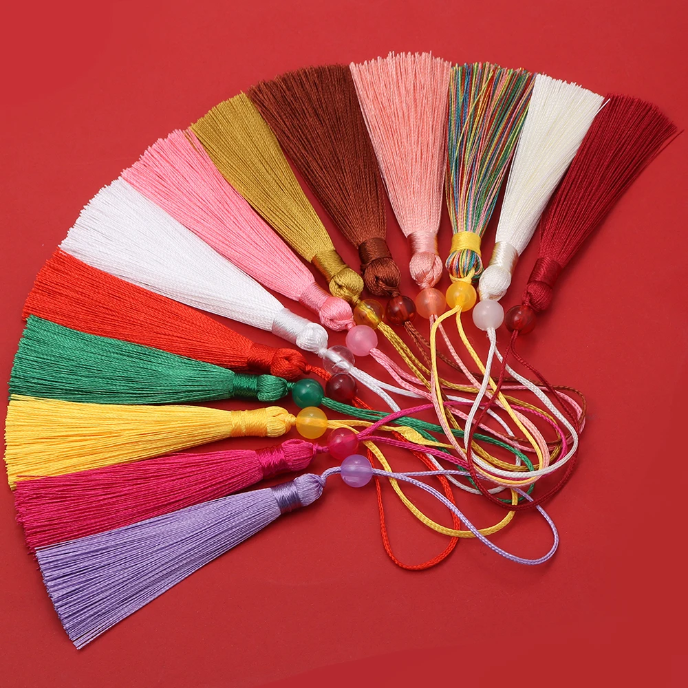 10/20pcs Polyester Silk Tassel Fringe 12cm Tassels Handmade Soft Craft Tassels Mini Beaded Tassels for Bookmarks Crafts Making