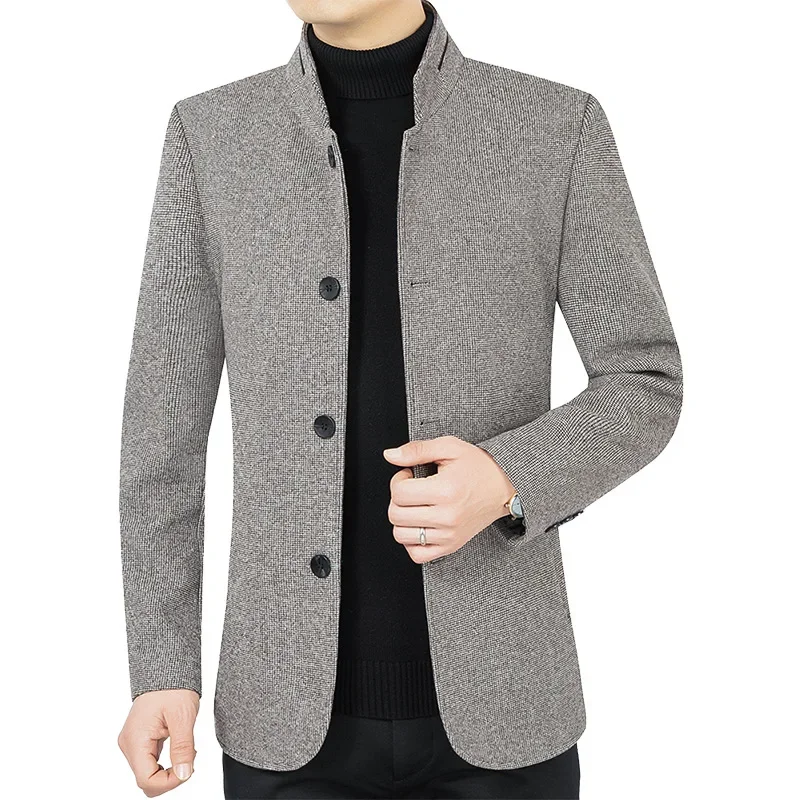 ใหม่ผู้ชายธุรกิจ Casual Woolen Blazers เสื้อแจ็คเก็ตเสื้อขนสัตว์ผสมชายฤดูใบไม้ร่วง SLIM FIT Blazers ชุดเสื้อบุรุษเสื้อผ้า