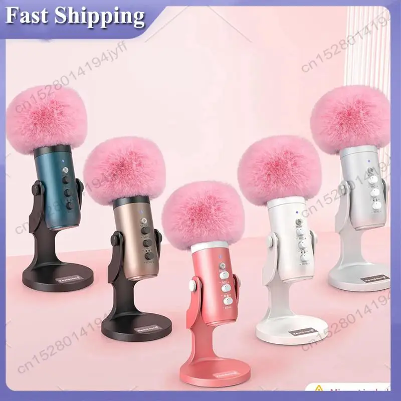 -ABDH 2X Penutup Busa Mikrofon untuk Mikrofon Yeti Biru, Penutup Busa Mikrofon dengan Kaca Depan Penutup Kaca Depan Berbulu untuk Zealsound K66 Merah Muda