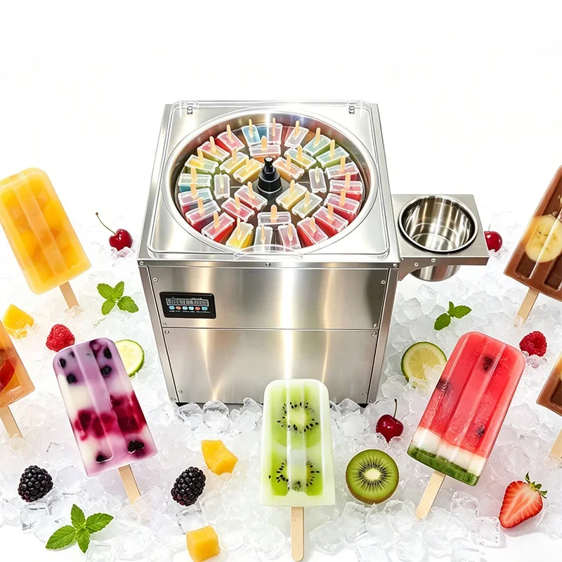 &Countertop Stainless Steel Popsicle Maker 32 PCS/Pot, Automatic Rotation, Compressor Cooling, Pasteurized Handmade Popsicles