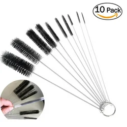 Cleaning Brush 10-piece Set Stainless Steel Nylon Brush Wire Test Tube Dropper Flask Cup Small Brush Household