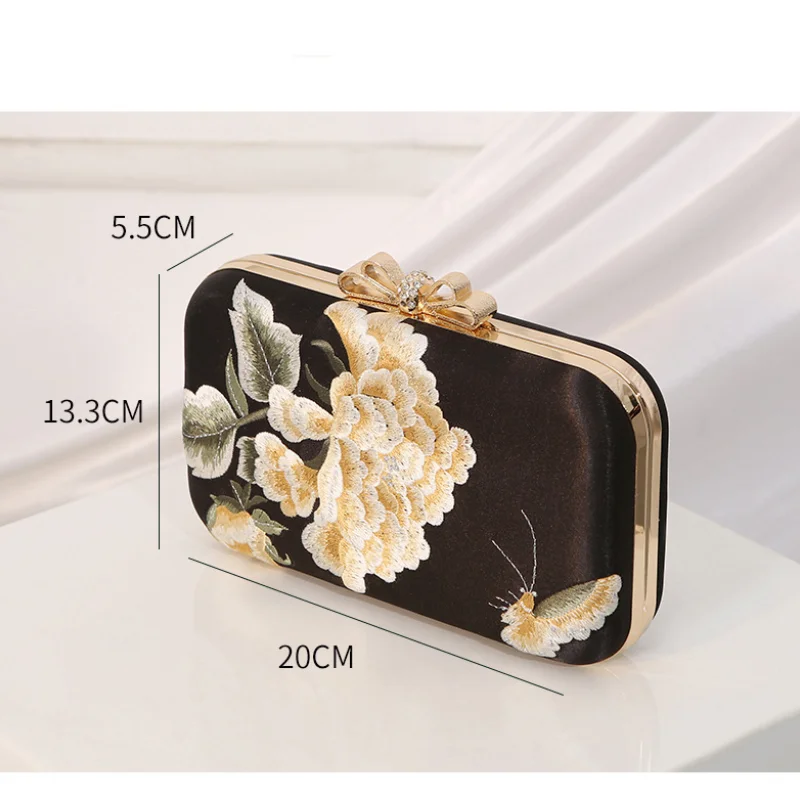 Women Handbags Embroidery Dinner Party Bags Chinese Style Cheongsam Ladies Evening Gown Bag Butterfly Flower Clutch Bag