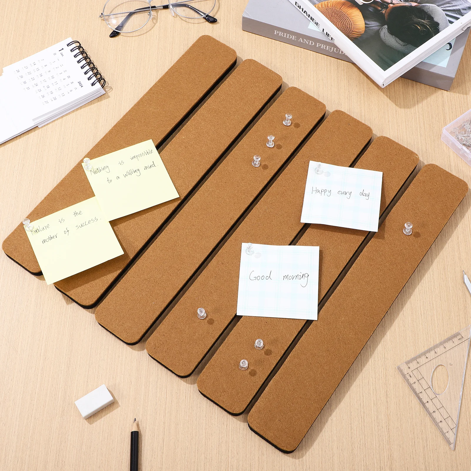 

6pcs Felt Bulletin Strips Self-Adhesive Wall Decorative Office Pin Board For Home Shop Multi-Functional Damage-Free