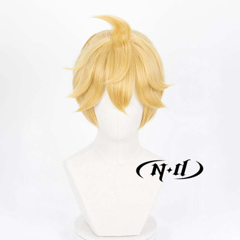 ND Kagamine Len Cosplay Wigs V Singer Cosplay Short Blonde Hair Wigs for Comic Con Coser Accessories Heat Resistant Synthetic