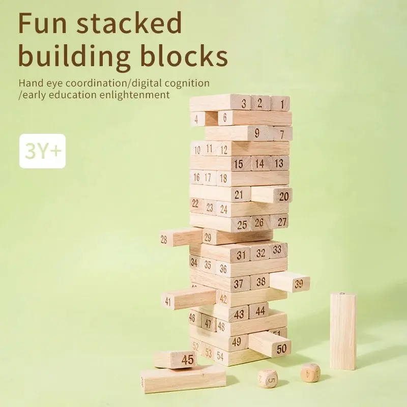 Wooden Digital Stacking Layer Stacking Stacking Building Blocks Educational Children's Toys Desktop Game Assembly