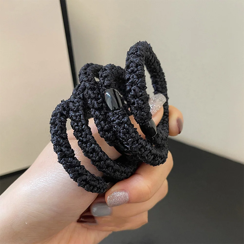 

20pcs Ties For Women Thick Hair Black Ponytail Holder Stretchable Rubber Bands Kids Toddler Hair Accessories Bun Tool