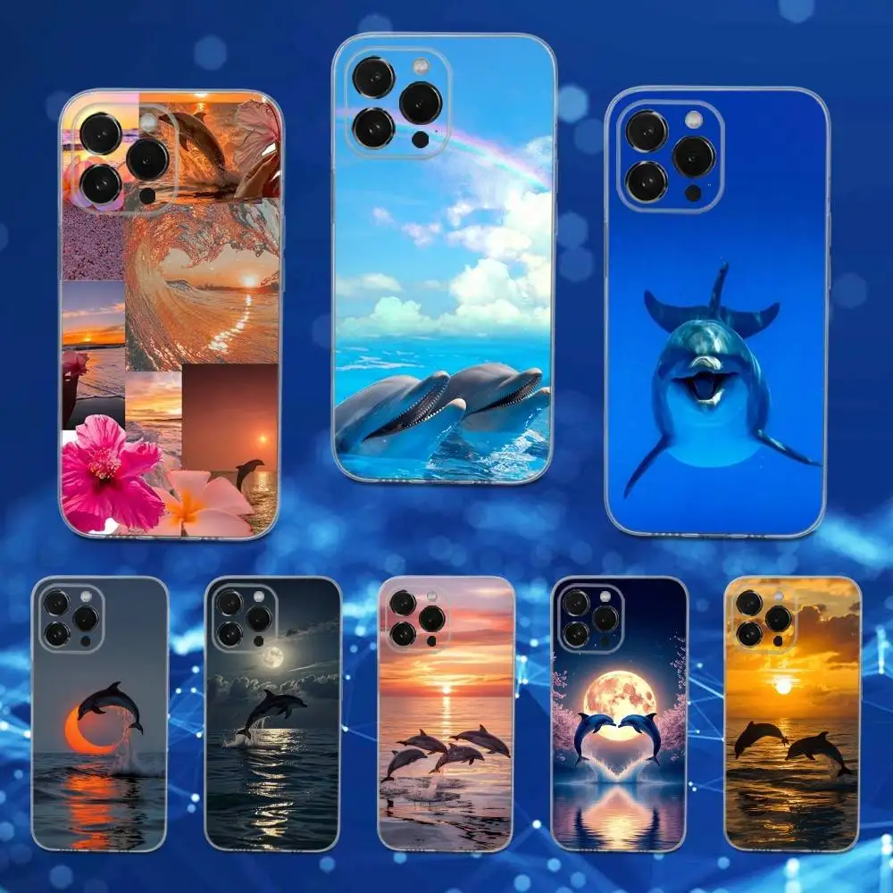 

Ocean Art Cute Dolphins Phone Case For iPhone 16,15,17,14,13,12,11 Pro,Max,Plus,X,XS,XR,SE,Mini Transparent Soft Cover
