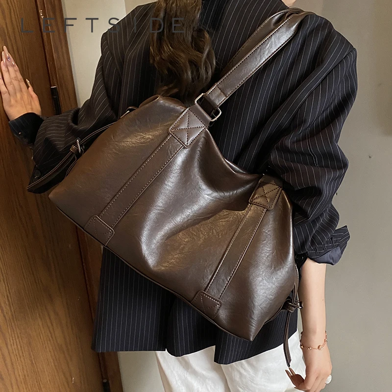 

Левая сторона, дизайн большой емкости, сумки через плечо с подушкой из искусственной кожи для женщин, новинка 2025 года, трендовая женская сумка на плечо в стиле панк, сумки