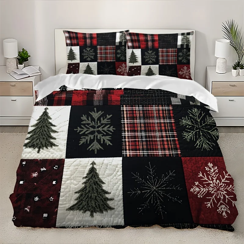 

Комплект постельного белья в праздничном стиле в стиле пэчворк, ультрамягкий и удобный пододеяльник с наволочками, идеально подходит для спальни и домашнего декора