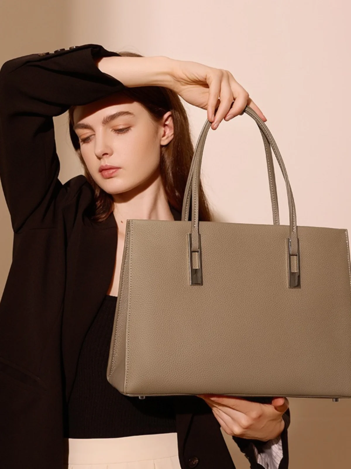 

Роскошная кожаная сумка-тоут большой вместимости из натуральной воловьей кожи, женская сумка для ежедневного использования iMok Briti Sle